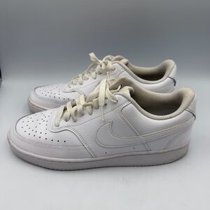 Nike Court Vision Low White Leather Sneakers Size 10